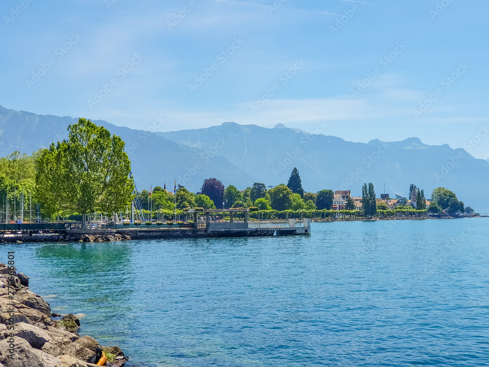 Vista do Lago de Genebra em Vevey Suiça