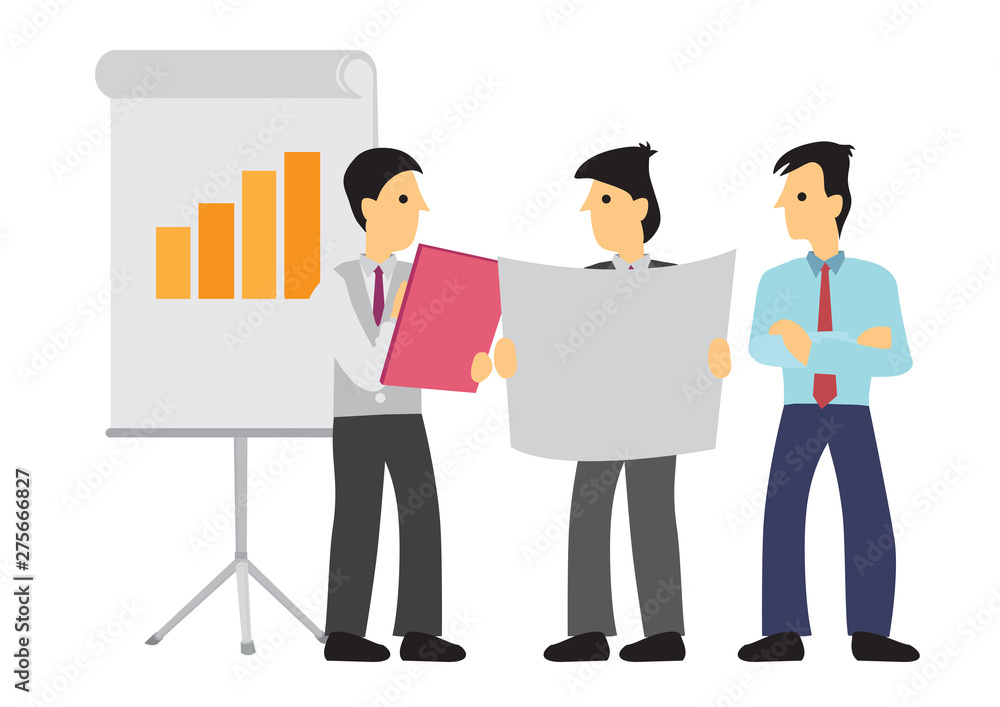 Obraz premium Businessman disscussing strategy with his colleagues. Concept of corporate office culture or team meeting.