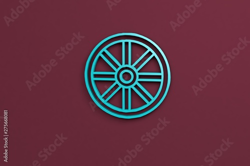 blue color Illustration of Wheel on red background