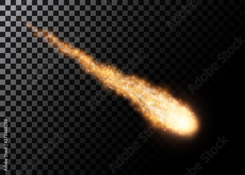 Flying meteor, cosmic object. Vector illustration. photo