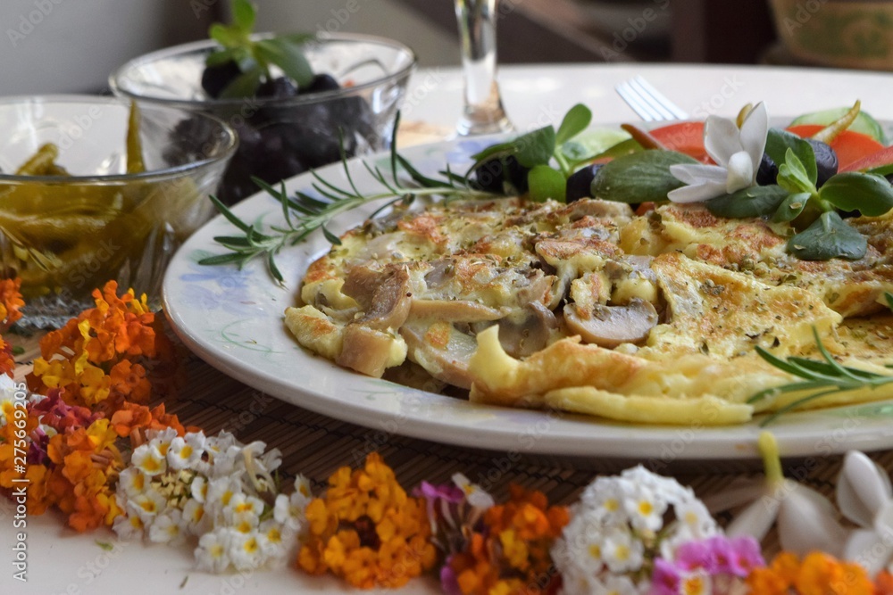 Tasty breakfast omelet with mushroom Tasty breakfast omelet with mushroom