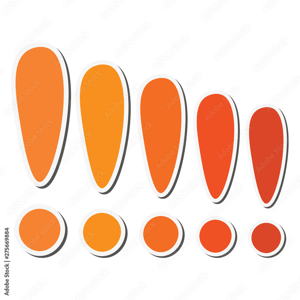 Orange sticker exclamation marks set. Vector illustration. Orange sticker exclamation marks set. Vector illustration.