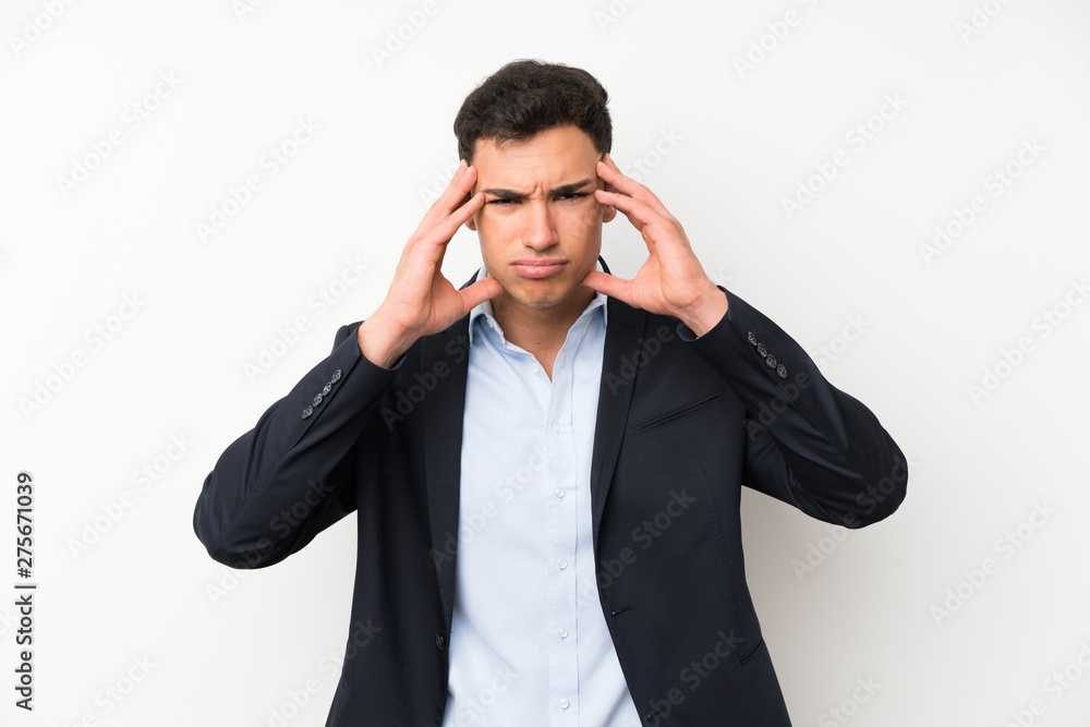 Handsome man over isolated white wall unhappy and frustrated with something. Negative facial expression Handsome man over isolated white wall unhappy and frustrated with something. Negative facial expression