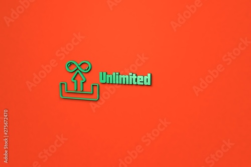 Illustration of Unlimited with green text on red background