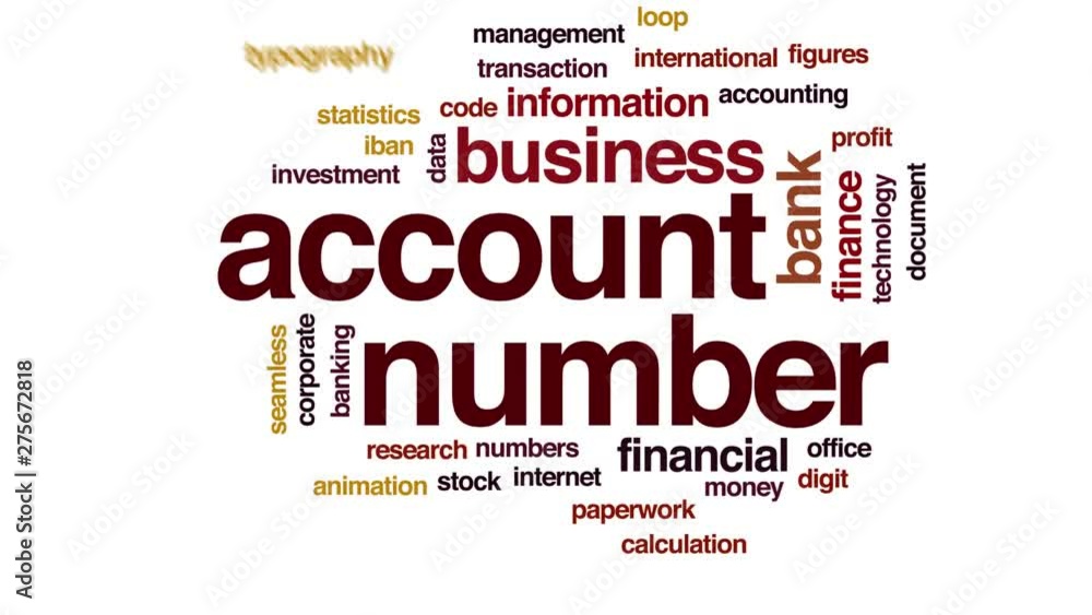 Account number animated word cloud. Kinetic typography. Account number animated word cloud. Kinetic typography.