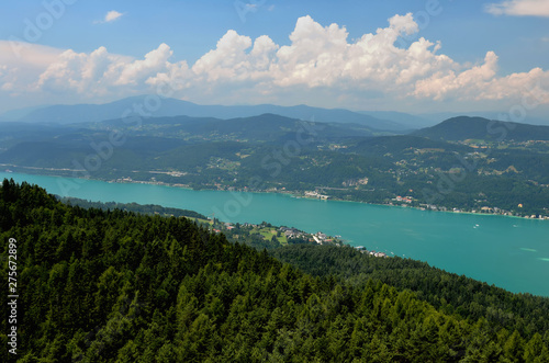 Pyramidenkogel  view of the Lake Worthersee  Carinthia  Austria