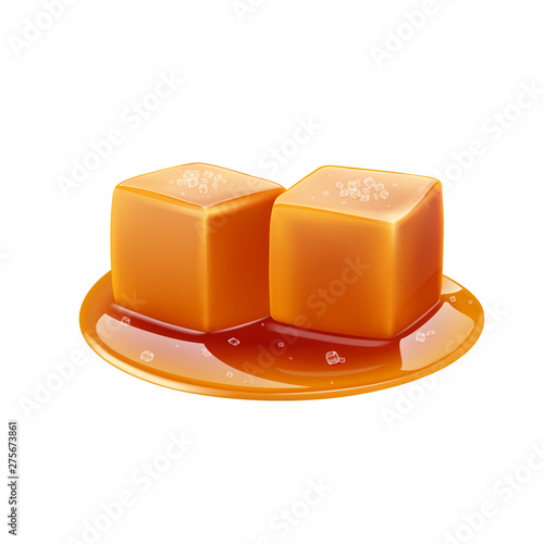 Toffee caramel with sea salt, realistic vector. Vector