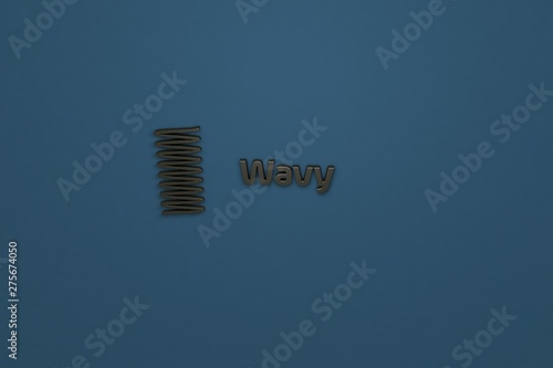 Illustration of Wavy with dark text on blue background