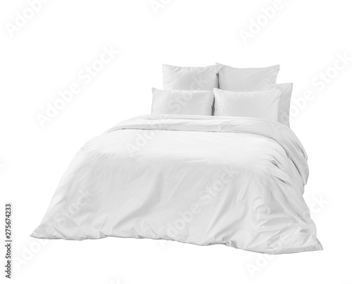 Bilde på lerret White bed side view