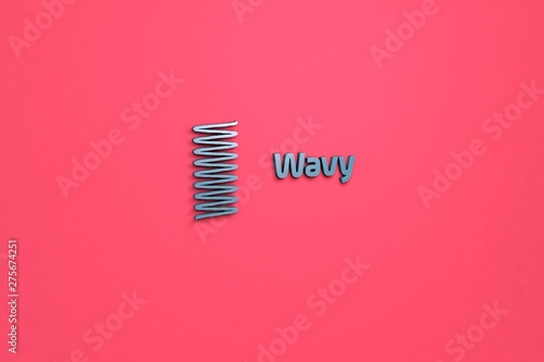 Text Wavy with blue 3D illustration and red background