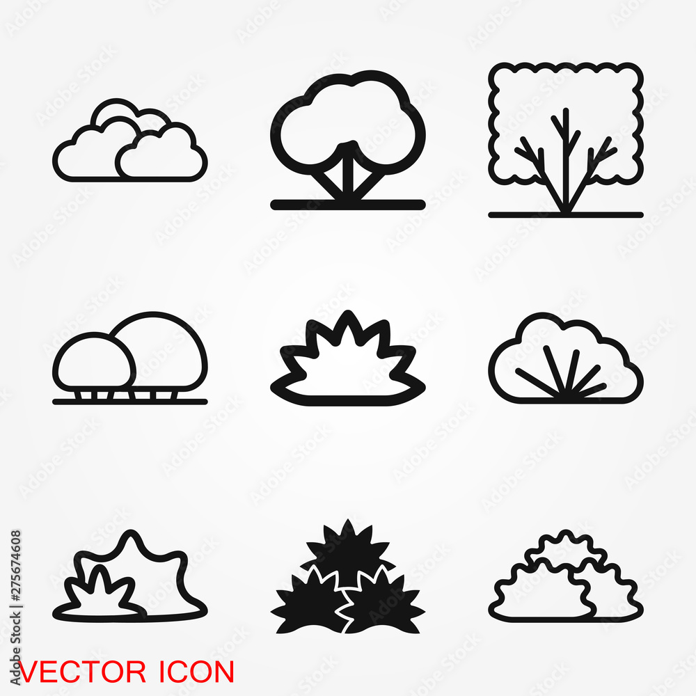 Bushes icon, vector silhouette isolated on backgorund. Bushes icon, vector silhouette isolated on backgorund.