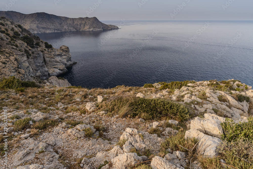 Fototapeta premium Cabo Norfeu , situado al sureste del cabo de Creus, en el litoral del Alto Ampurdán ,Costa Brava (provincia de Gerona, Cataluña),