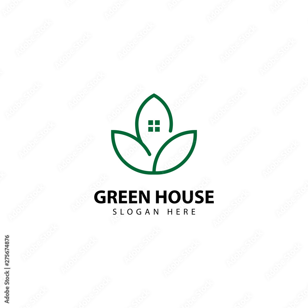 Green House Logo Outline Monoline Green House Logo Outline Monoline