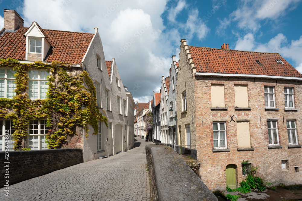 Street in the historic center of Bruges, Belgium