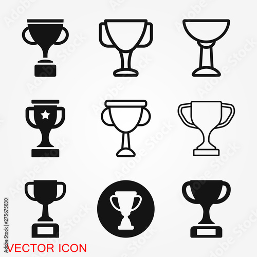 Trophy cup icon. Sport competition silhouette symbol.