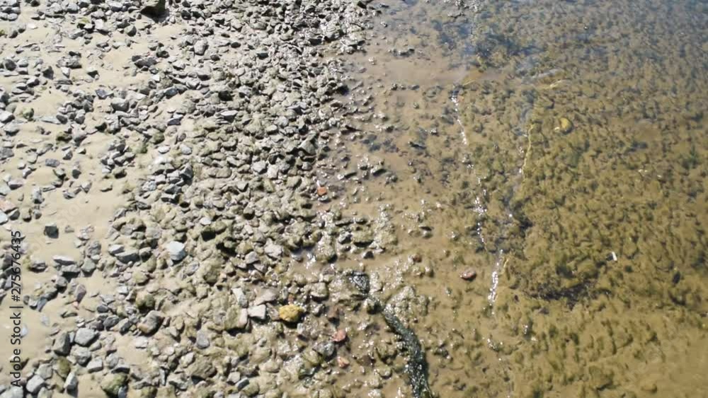 Beautiful transparent water background on the river with small stones. Beautiful transparent water background on the river with small stones.