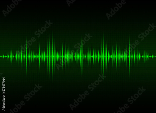 Sound wave vector background. Green digital equalizer
