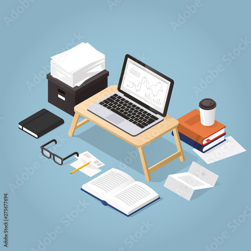 Work From Home Isometric Illustration