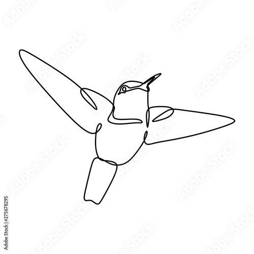 Bird one line drawing continuous lineart minimalist design on white background