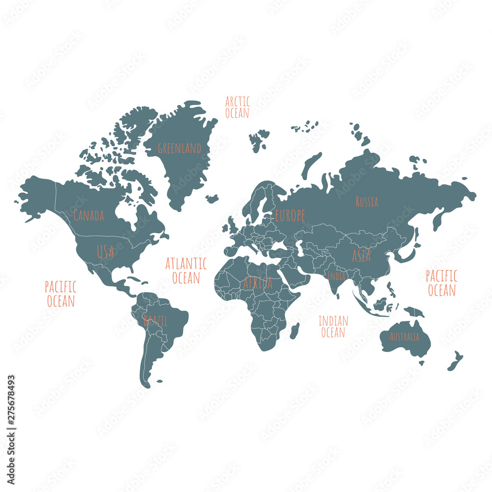 Naklejka World map vector illustration.