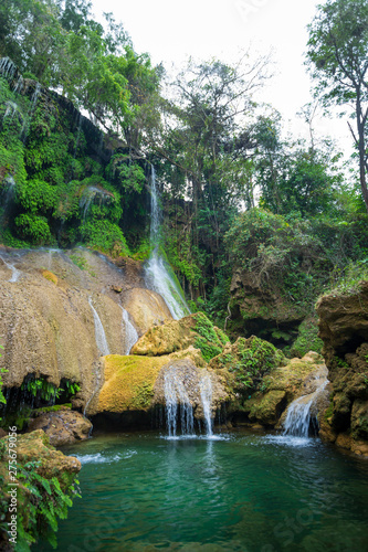 Fototapeta Naklejka Na Ścianę i Meble -  El Nicho waterfall, located in the Sierra del Escambray mountains not far from Cienfuegos