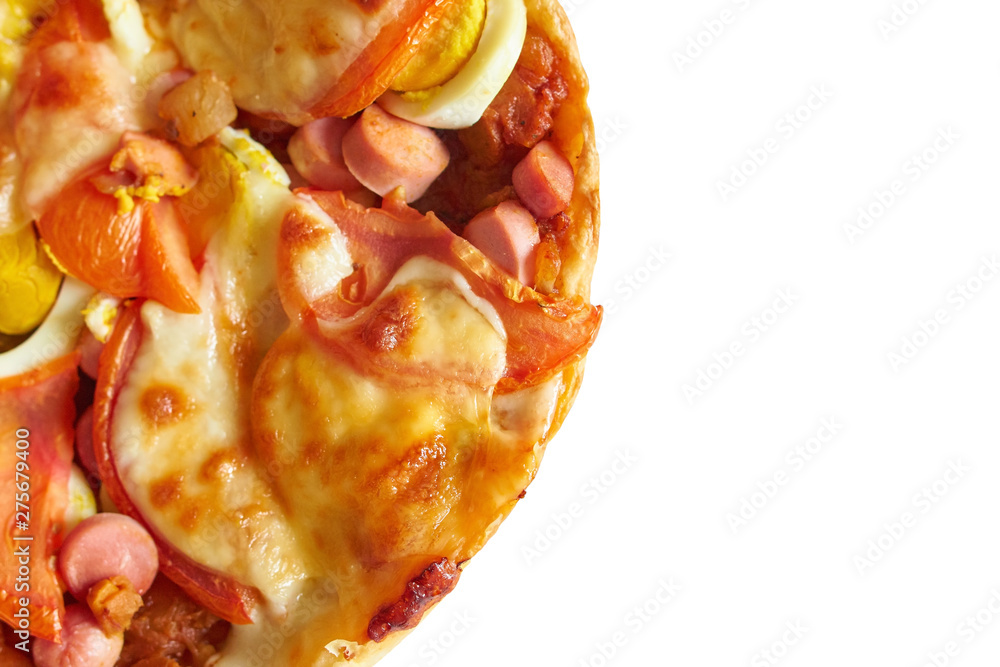 Pizza with cheese isolated on white background. Pizza with cheese isolated on white background.