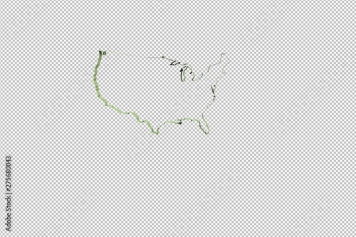 green Usa 3D illustration on transparent background