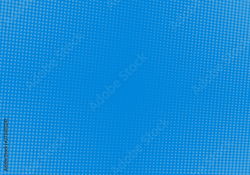 Comic blue halftone dot background. Pop art retro style. Geometric texture and pattern.