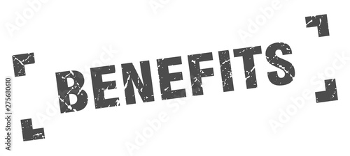 benefits stamp. benefits square grunge sign. benefits