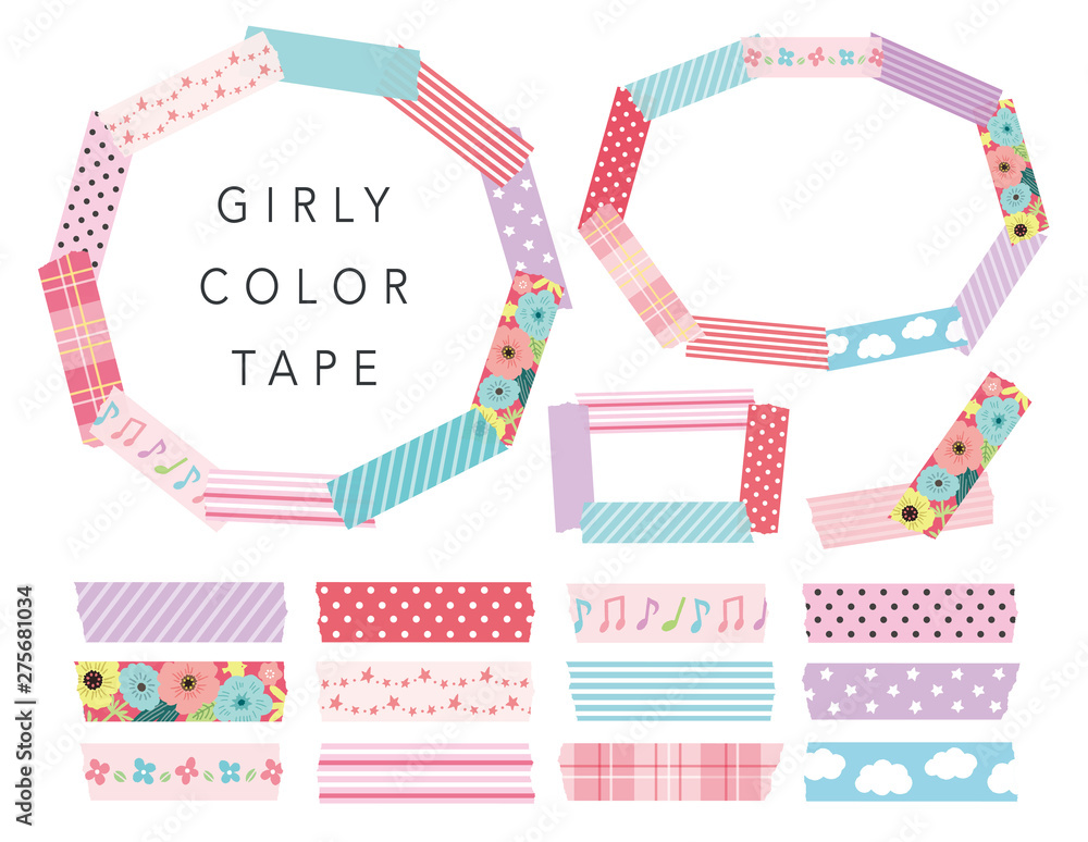 ガーリーマスキングテープフレーム Stock Vector Adobe Stock