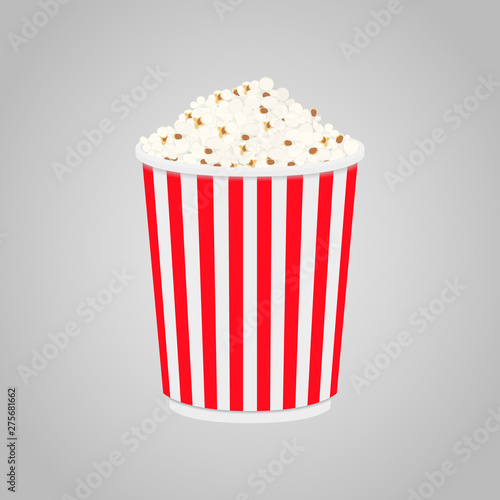 Vector popcorn in box for cinema, movie theater