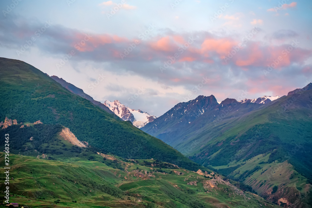 View of beautiful mountains in northern caucasus
