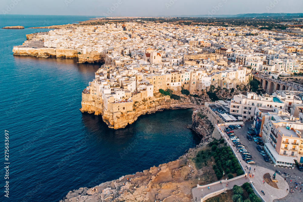 Aerial View panorama of town Polignano a Mare, Puglia, Italy