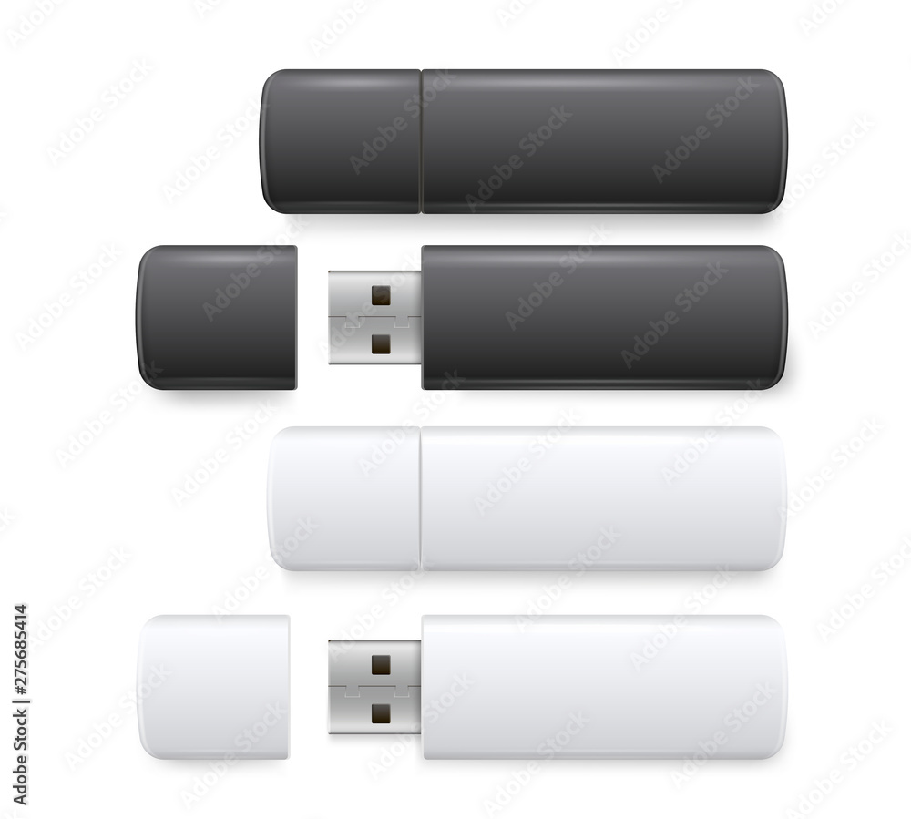 Flash drive realistic set, computer storage device Flash drive realistic set, computer storage device