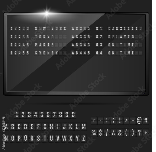 Airport or railroad table with flip symbols.