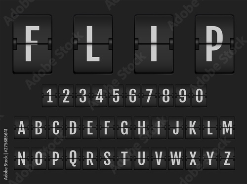 Flip digital calendar clock numbers and letters. 