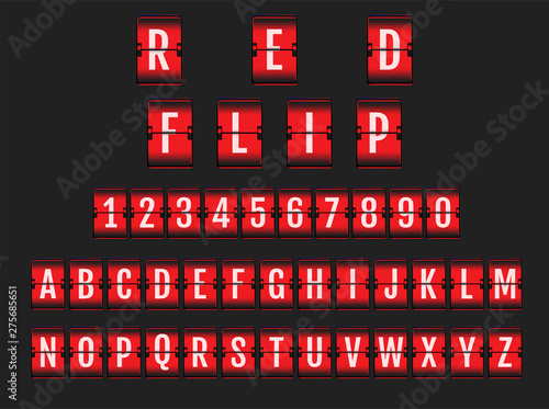 Vector of stylized red flip board alphabet