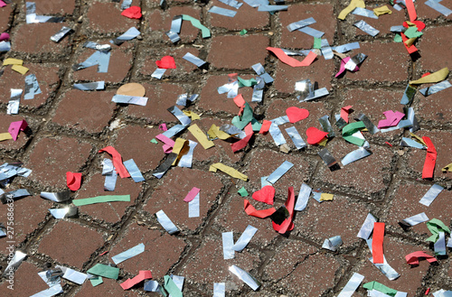 colorful confetti thrown during a Carnival parade