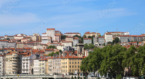 panorama of the old city of Lyon in France with the ancient buil