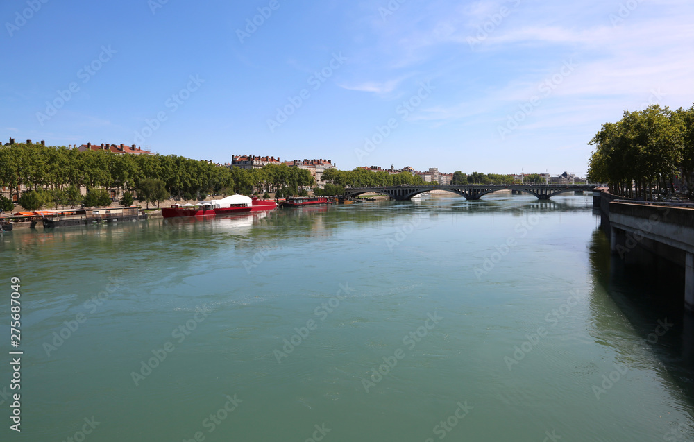 wide river called Rhone in Lyon City in France