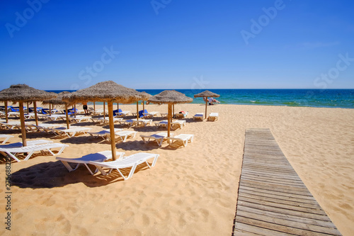 View on the beautiful beach Praia da Falesia - Praia da Rocha Baixinha Nascente in Algarve, Portugal.