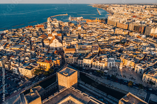 Aerial view of old town in Bari, drone shot, Puglia, Italy photo