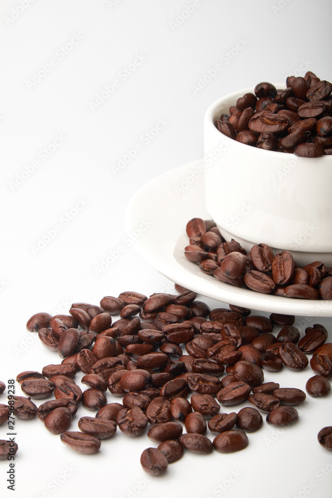 aromatic roasted coffee beans on white background aromatic roasted coffee beans on white background