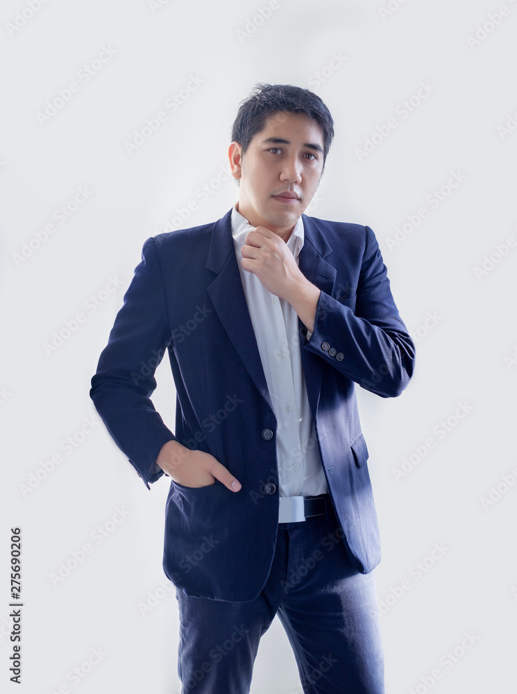 smart asian businessman in blue tone business uniform smart asian businessman in blue tone business uniform