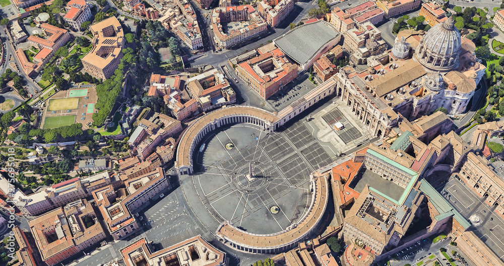 Neighborhood of St. Peter's Church in the Vatican from a height of flight
