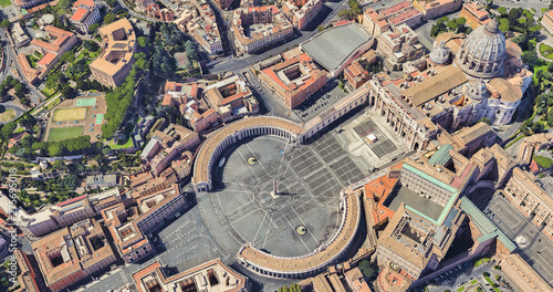 Obraz na płótnie Neighborhood of St. Peter's Church in the Vatican from a height of flight w salonie