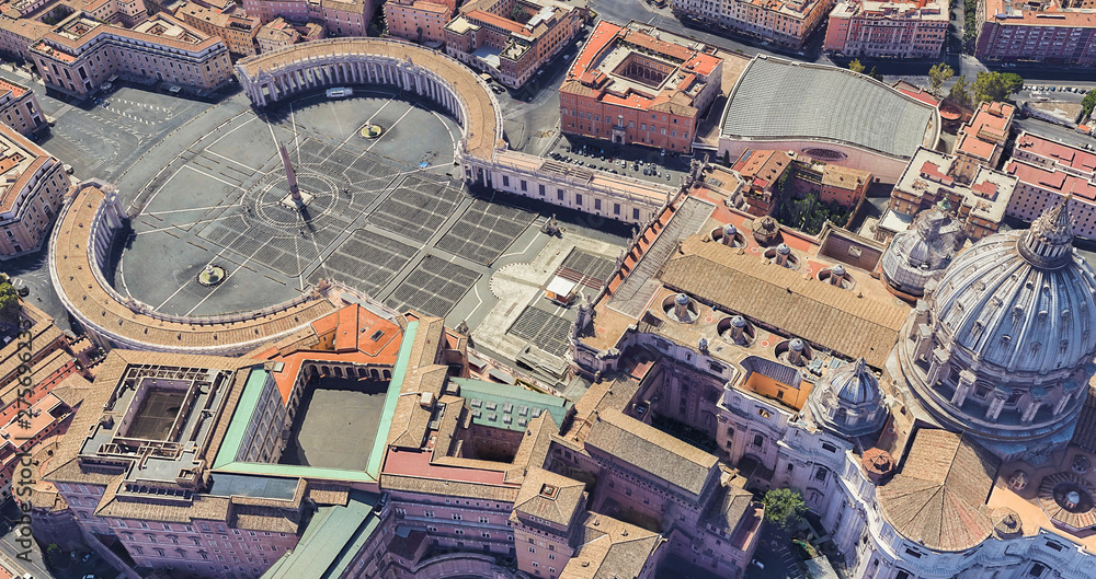 Neighborhood of St. Peter's Church in the Vatican from a height of flight Neighborhood of St. Peter's Church in the Vatican from a height of flight
