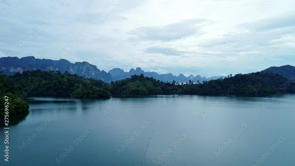 Beautiful scenery mountain and lake in thailand,aerial view drone flying shot Beautiful scenery mountain and lake in thailand,aerial view drone flying shot