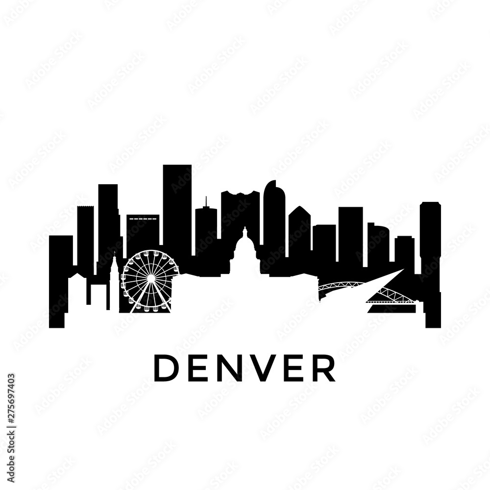Denver city skyline. Negative space city silhouette. Vector illustration.
