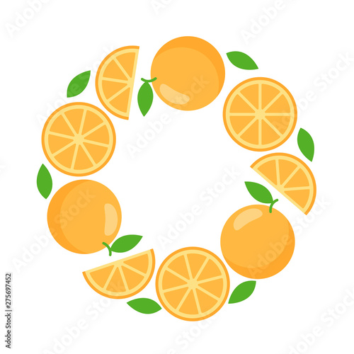 Round frame of orange for web template, flat style